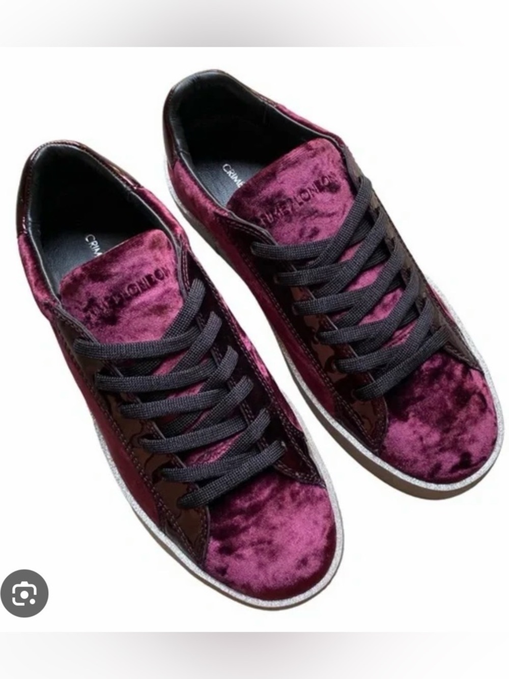 CRIME LONDON Dynamite Lo Sneakers Crushed Velvet Purple Women’s Size 10